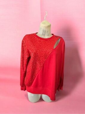 DKNY women's wine-red sweater with sequin details, size XS